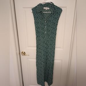 Green Floral Sleeveless Maxi Dress